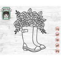 rain boots svg file, rain boots with flowers svg file, wellington boots svg cut file, wellies, rain boots svg clipart, r