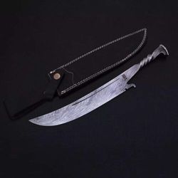 custom hand made hand forged damascus steel blade camping survival hunter knife.