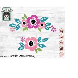 Flowers SVG file, Colorful Flowers cut file, Flower motifs svg, Floral cut file, Flowers clip art, Flowers Vector, subli