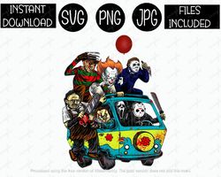 mystery machine it freddy jason chucky michael scream horror jpg png & svg files sublimation iron transfer cricut