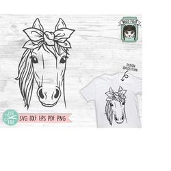 horse bandana svg, horse svg file, horse cut file, horse with bandana, bandana horse svg, animal face, horse with scarf,