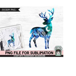 galaxy deer png sublimation design, galaxy deer silhouette png, winter png, space png, wild and free png, adventure png,