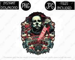 michael meyers, welcome to haddenfield, scary horror, classic horror villain png & jpg files sublimation iron transfer