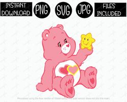 love a lot bear, care bear, clipart, birthday, nursery shower jpg png svg files sublimation iron transfer cricut tshirt