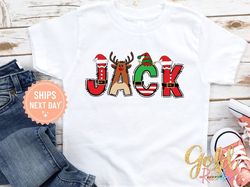 personalized christmas name shirt for kids, custom baby christmas onesie, toddler christmas tee, santa reindeer and elf