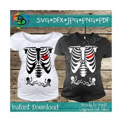 baby skeleton svg, pregnancy svg, halloween svg, skeleton svg, twins svg,  printable clipart, halloween baby x-ray, preg