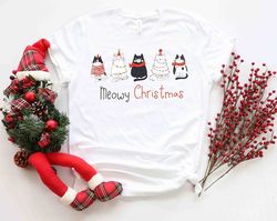 meowy christmas shirt, christmas cat shirt, merry christmas, cat lover shirt, christmas gift, christmas gift for cat mom