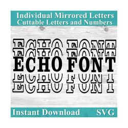 mirror it font, echo font, mirrored letters, sports, mirror alphabet, font svg, echo svg, sports font, football font, cr