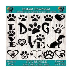 dog svg paw print svg, dog paw svg, dog treat svg, dog decal, dog sticker, decal, wall art cut files silhouette studio c