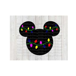svg dxf file for mickey mouse with christmas lights