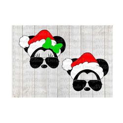 svg dxf file for santa mickey and minnie with aviator sunglasses