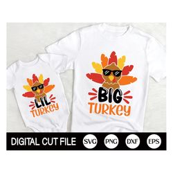 big turkey svg, thanksgiving svg, big brother, little brother, turkey svg, newborn baby svg, boy thanksgiving shirt, svg