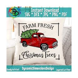 Red truck Svg, Farm Fresh,  Merry Christmas SVG, Christmas tree SVG, Christmas truck Svg, Pickup truck Svg, Christmas tr