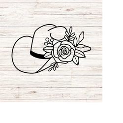 cowgirl hat floral svg country girl svg cowgirl svg western southern svg/png clip art digital file download instant tran