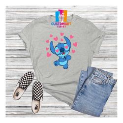 stitch shirt, disney stitch tee, stitch lovely eyes shirt, valentine's gift, couples gift, happy valentine's day, heart