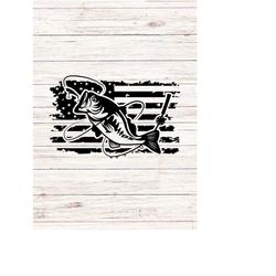 bass fishing american flag svg fish with fishing pole rod svg/png digital files clipart transparent background