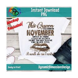 november girl, november birthday bday, this queen was born, women born in november, tshirt design, leopard, png, printab