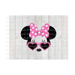 svg dxf file for minnie with heart sunglasses and dot bow