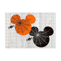 svg for spooky halloween mickey with spiderwebs