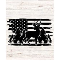 deer in woods svg hunting american flag svg hunter forest svg/png clip art digital files transparent background