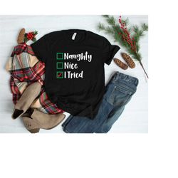 Naughty Nice, Tried Shirt, Christmas 2023 Gift Shirt, Christmas Tee, Matching shirts, Christmas 2023 Shirt, Merry Christ