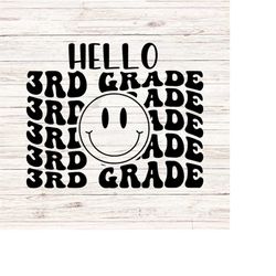 hello third grade svg/png back to school svg first day of school svg retro wavy words svg teacher svg