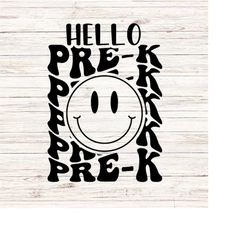 hello pre-k svg/png back to school svg first day of school svg retro wavy words svg teacher svg