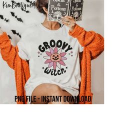 groovy witch halloween png, floral witch png, groovy witch hat, magic witch groovy png, witch costume, halloween gift, s
