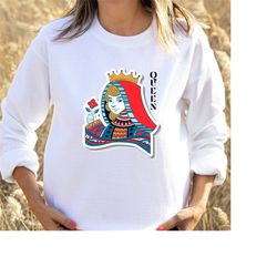 queen card couple sweater, couple jumper, partner pullover, group tees, engagement gift, wedding gift.