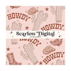 howdy seamless pattern-western sublimation digital design download-cactus seamless pattern, cowgirl seamless pattern, co