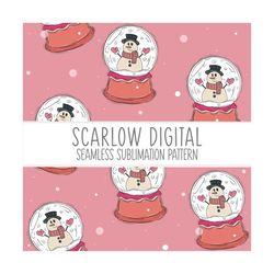 snow globe seamless pattern-christmas sublimation digital design download-snowman seamless pattern, girly seamless file,