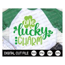 st patricks day svg, one lucky charm, shamrock svg, clover svg, st pattys day, family st patricks shirt, svg files for c