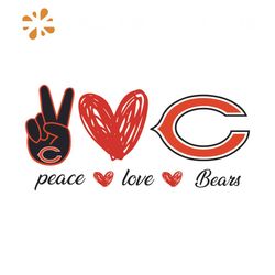 Chicago Bears Peace Love Svg, Sport Svg, Peace Svg, Love Svg, Heart Svg, Chicago Bears Svg, Chicago Svg, Bears Svg, Bear