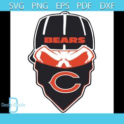 chicago bears ninja face svg, sport svg, chicago bears svg, ninja face svg, chicago svg, bears svg, bears logo svg, nfl