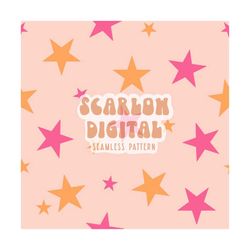 Stars Seamless Pattern-Retro Sublimation Digital Design Download-summer seamless file, celestial seamless file, girls se