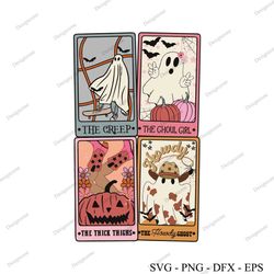 retro halloween ghost tarot card svg