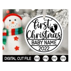 first christmas 2022 svg, christmas ornament, baby name ornament cut file, christmas sign svg, baby monogram gift, svg f