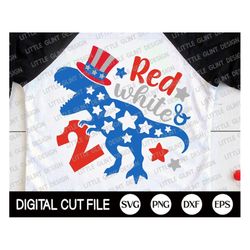 4th of july dinosaur svg, red white and two svg, t-rex svg, memorial day, american birthday shirt, american flag, svg fi