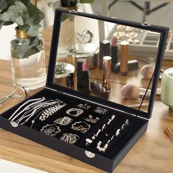 black velvet jewelry display case organizer