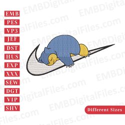 nike swoosh snorlax pokemon embroidery design