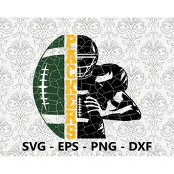 packers distressed half hand svg, eps, png, dxf, pdf, layered file, ready for silhouette cricut and sublimation, svg fil
