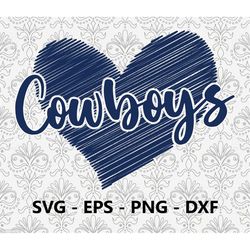 cowboys football love svg, eps, png, dxf, pdf, layered file, ready for silhouette cricut and sublimation, svg files
