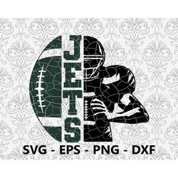 jets distressed half hand svg, eps, png, dxf, pdf, layered file, ready for silhouette cricut and sublimation, svg files