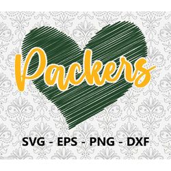 packers football love svg, eps, png, dxf, pdf, layered file, ready for silhouette cricut and sublimation, svg files