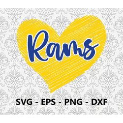 rams football love svg, eps, png, dxf, pdf, layered file, ready for silhouette cricut and sublimation, svg files