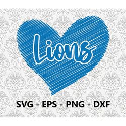 lions football love svg, eps, png, dxf, pdf, layered file, ready for silhouette cricut and sublimation, svg files