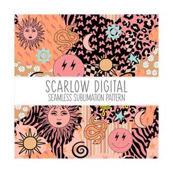 collage seamless pattern-bohemian sublimation digital design download-boho seamless file, retro sublimation, hippie seam