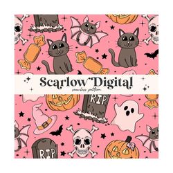 spooky seamless pattern-halloween sublimation digital design download-repeating patterns, kids seamless, ghost seamless,