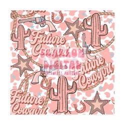 future cowgirl seamless pattern-western sublimation digital design download-country girl seamless file, western digital