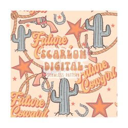 future cowgirl seamless pattern-western sublimation digital design download-country girl seamless file, western digital